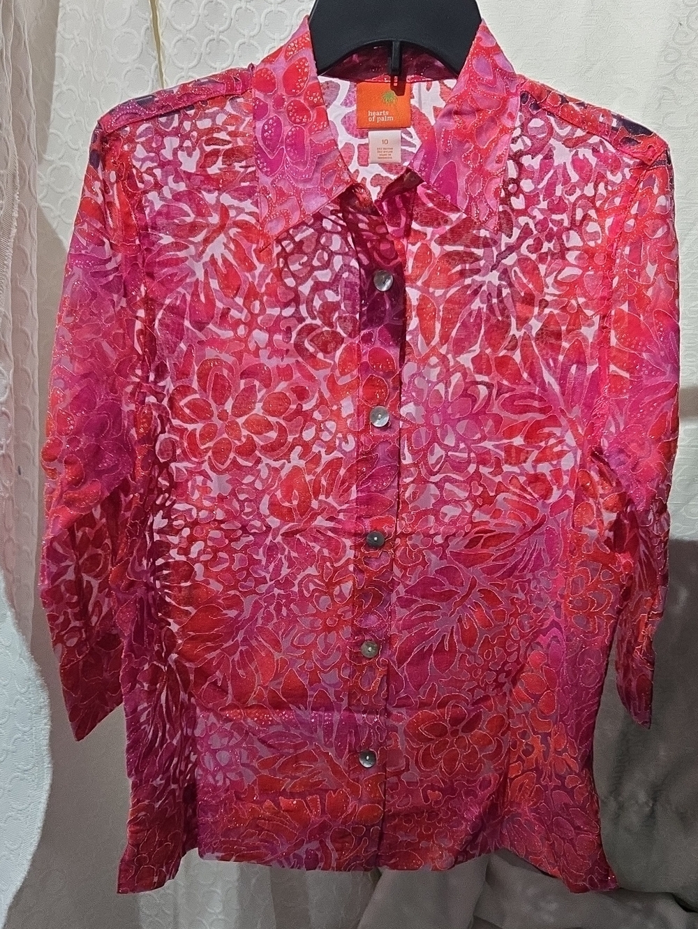 hearts of palm Hot Pink and Red Floral Button-Down Shirt